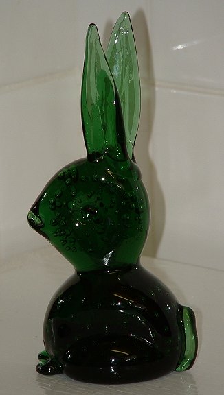 Green rabbit with bubbles inside the body - side view
Unknown maker
