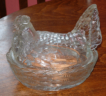 Hen on a basket - view 2
Unknown maker. 
