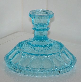 Peacock blue candlestick
Unknown maker and date
Keywords: pressed