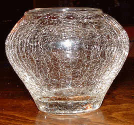 Unknown crackle vase
Clear glass, unknown maker
