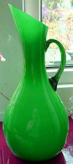 Ekenas, Sweden, green and white cased jug
