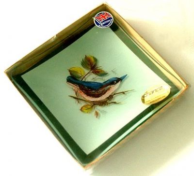 Chance Nuthatch plate
5 inch square
Keywords: Chance slumped England Fiestaware