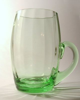 Green, ribbed, handled glass
Unknown maker
